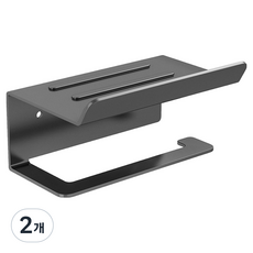 모바이브 탄소강 무타공 선반형 휴지걸이, 그레이, 2개