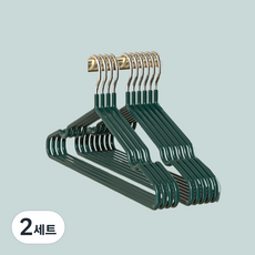 머니풀 컬러풀 논슬립 옷걸이 10p + 연결후크 6p 세트, 글로시 그린(옷걸이), 2세트