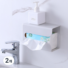 You Like浴室免打孔壁掛式面紙盒 大, 灰色, 2個