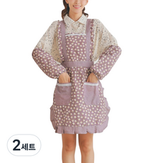 프릴 꽃무늬 앞치마 + 팔토시, TYPE05, 2세트