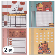 O-ON 捲毛熊格子日便條紙 4款 x 50張 組合, 混合色, 2套, 50個
