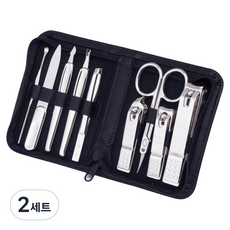 777 루이본 고급 손톱깎이 9종 세트, 블랙, 2세트
