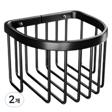 Happy Easy 免打孔壁掛式衛生紙紙巾收納盒架 半圓形, 2個, 黑色