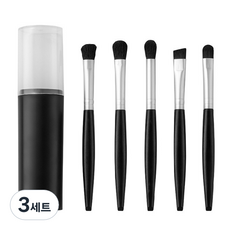 디에스 휴대용 메이크업 브러쉬 5종 세트, 블랙, 3세트