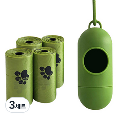 피키픽스 반려동물 배변봉투 15매 4P + 케이스 1P, 그린, 60개입, 3세트