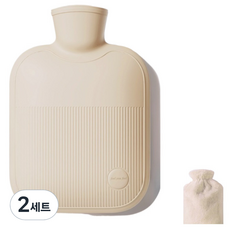 Shopping Doctor 防漏保溫熱敷熱水袋 + 柔軟毛絨保護套組 象牙白 500ml, 2套