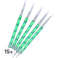 Dasababa 塑膠手柄工藝矽膠 + 壓花雙面筆 5件組 扭曲綠, 15個, 5種