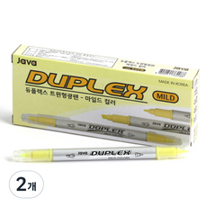 JAVAPEN 雙倍雙頭溫和螢光筆 12入, 黃色的, 2個