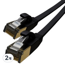 CableMate CAT.8 STP FLAT 扁平 Giga 直連網路線, 黑色, 2個, 1m