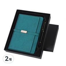 제이에이치컴퍼니 심플 비즈니스 다이어리 + 팬 세트, 그린, 2개
