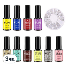 유키 봉자네일 10종 B세트, 젤네일 10종 + 크리스탈 네일스톤세트, 3세트