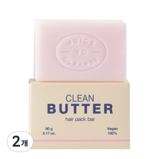 쥬스투클렌즈 클린버터 헤어팩 클렌징바, 90g, 2개