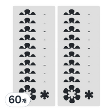 데이소이 다양한 모양 미끄럼 방지 스티커, 06 플라워 블랙, 60개