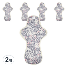 eechae 純棉蝶翼型衛生棉 灰色花朵, 2個, 5枚入, 夜用