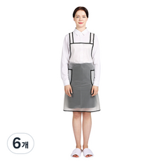 웰프런 우레탄 방수앞치마 검정파이핑 소, 화이트, 6개