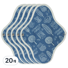 WIZLLY 防水純棉衛生棉 小鎮海軍藍, 中型, 1入, 20個