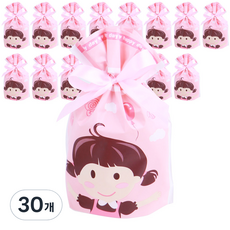 緞帶禮物袋 中 15 x 23 x 7 cm, 快樂女孩(粉紅色), 30個