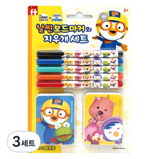 비앤씨 뽀로로 날씬 보드마커와 지우개 세트, 혼합색상, 3세트