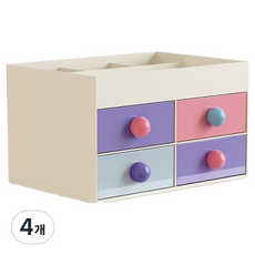 맙소샵 탁상용 문구류 펜 홀더 서랍 수납 보관함 4단서랍 BRP386, 혼합색상, 4개