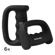 타미나스포츠 프리미엄 그립형 아령 블랙, 1kg, 6개