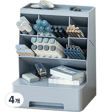데스크 오거나이저 사무용품 수납함 SD-3811, 블루, 4개