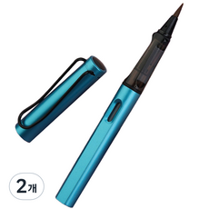 메탈 만년필풍 붓 10 오로라 블루, 2개, 17 x 1 cm