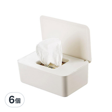 濕紙巾收納盒 - 居家桌面必備 防塵保濕 單手抽取, 白色, 6個