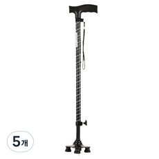 마샤투 어르신 효도선물 네발 조절 지팡이, 브라운, 5개