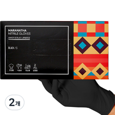 AM09 Maranatha 丁腈手套 100入, 中(M), 2個, 黑色