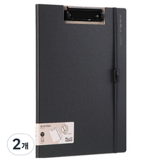 NUSIGN 紐賽 固定綁帶文件整理資料夾式板夾 直式A4, 黑色, 2個