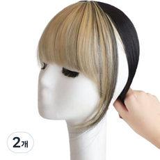 하이유니 3D 입체 투톤 앞머리 탑커버 헤어피스, 골드, 2개
