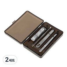 THREE SEVEN 指甲剪 4件組 KR-4118C, 2套, 銀色 黑色 透明