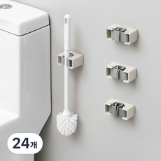 DAEHAN 免鑽孔黏貼式拖把麻袋掛架 黏貼型清潔工具桿架支架, 象牙白, 24個