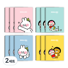 theopenhouse B Family 左翻式英文筆記本 粉紅色 3入 + 薄荷綠 3入 + 藍色 3入 + 黃色 3入, 混合顏色, 2套