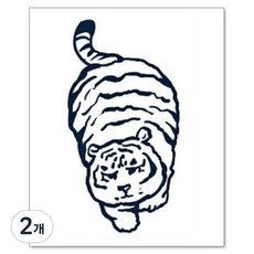 gelluna 半永久老虎插畫 獨特 特殊 獵奇 紋身貼紙, 2個, T-341