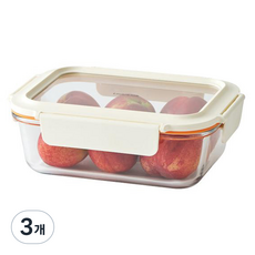 LocknLock 樂扣樂扣 新視界耐熱玻璃保鮮盒 白色 1L, 3個, 單品