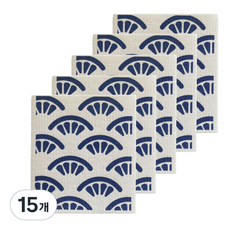 Purniel 北歐插畫抹布藍花, 15個, 1入