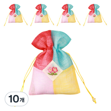 헬씨닷 4색 자수 복주머니 12 x 16 cm, 노랑, 10개