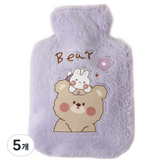 에버하우스 푹신푹신 일러스트 보온 물주머니 퍼플 1000ml, 5개