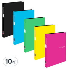 에코청운 A4 불투명 칼라칩 미니 O링 바인더 3공, 검정 + 노랑 + 핑크 + 하늘 + 초록, 10개