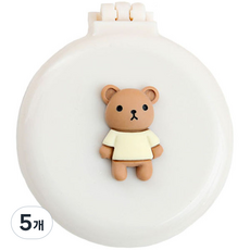 Rosae 馬卡龍小熊與兔子氣墊鏡梳, 小熊白色, 5個
