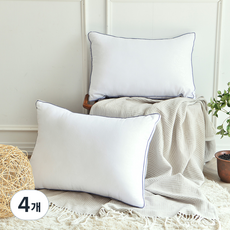 豐盈滾邊立體枕芯, 4個, 白色