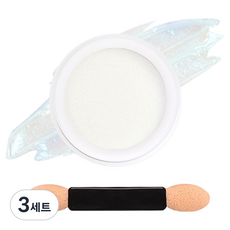 젤로젤로 젤네일 아트 엣지빔 머메이드 미러 파우더 글리터 + 브러쉬 세트, 3세트, JP11 아쿠아빔