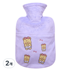 Obeul簡約熱敷袋 紫色花朵熊 M, 2個