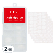 BABLIE 專業美甲延長甲片 100p + 雙面膠帶 5p 套組, 2個, 基本方形(B11002)