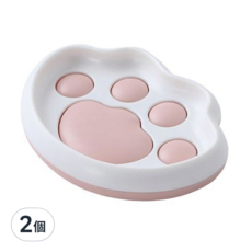 E.dot 療癒可愛貓掌瀝水架/肥皂架/肥皂盤, 13x10x2.5cm, ABS材質, 白底粉心, 2個