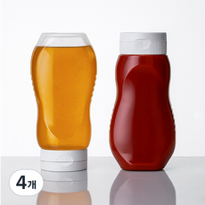DailyPick 可倒置使用的醬料蜂蜜瓶, 4個, 330ml