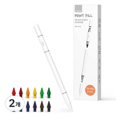 모락 포인트 필 정전식 초미세 터치펜 MR-TP-05, 2개, 화이트