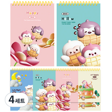 DADA Sosofun 黃色線圈綜合筆記本 30張 10款套組, 隨機出貨, 4套