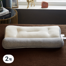 Damsoon 舒適針織款柔軟枕頭, 2個, 奶油色